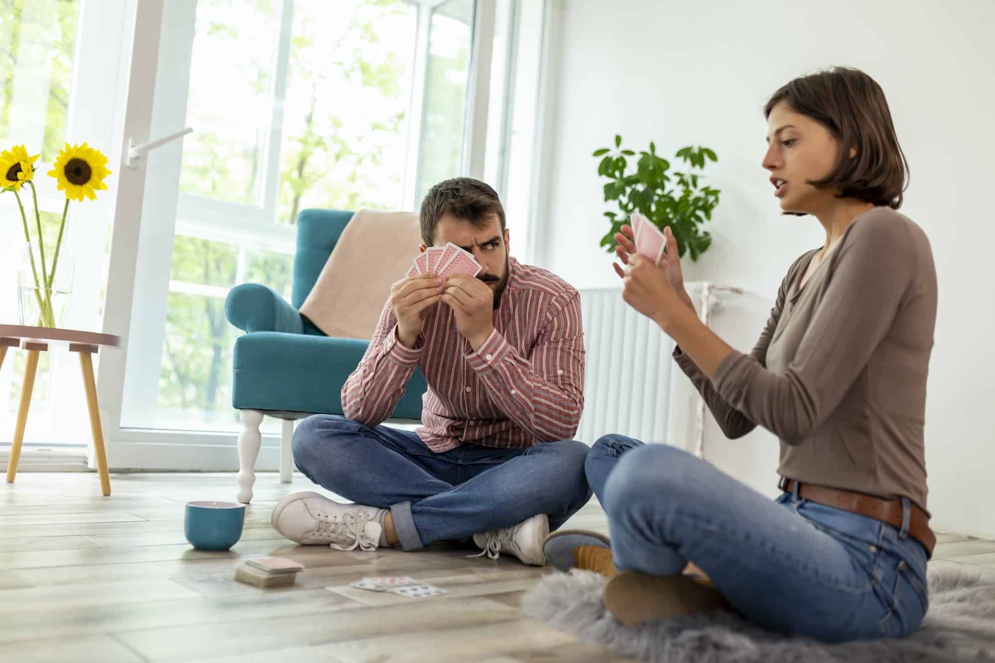 Couple playing a card game